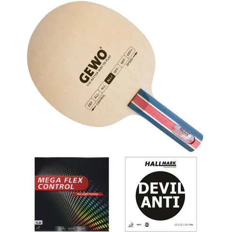 GEWO Schläger: Holz Allround Classic mit Mega Flex Control + HALLMARK Devil-Anti konkav
