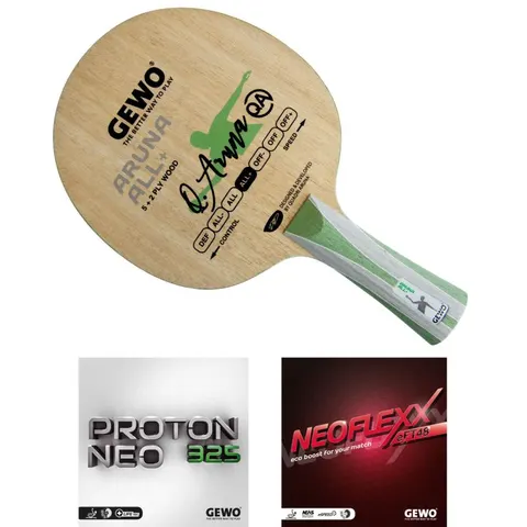 GEWO Schläger: Holz Aruna ALL+ mit Proton Neo 325 + Neoflexx eFT48 konkav