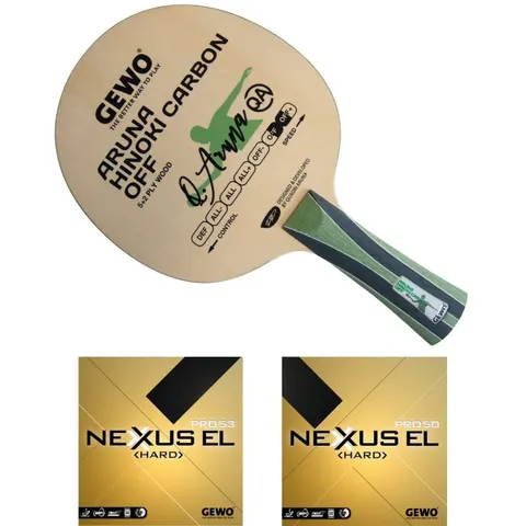 GEWO Schläger: Holz Aruna Hinoki mit Nexxus EL Pro53 Hard + Nexxus XT Pro50 Hard konkav