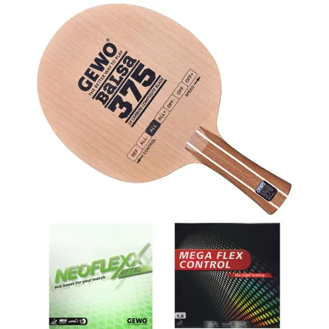 GEWO Schläger: Holz Balsa Carbon 375 mit Neoflexx eFT40 + Mega Flex Control gerade