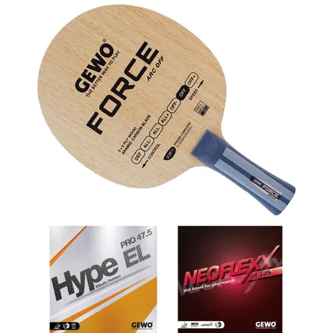 GEWO Schläger: Holz Force ARC mit Hype EL Pro 47.5 + Neoflexx eFT48 konkav