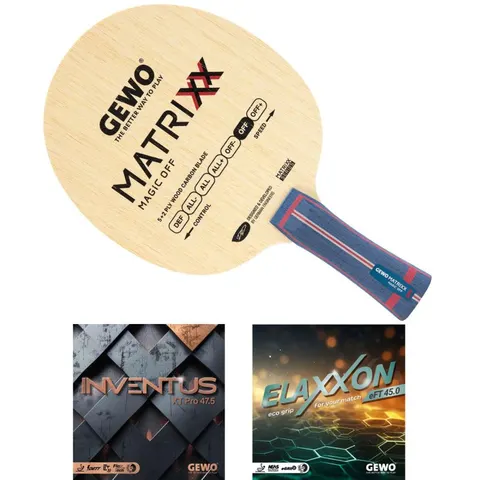 GEWO Schläger: Holz Matrixx Magic OFF mit Inventus XT Pro 47.5 + Elaxxon eFT 45.0 konkav
