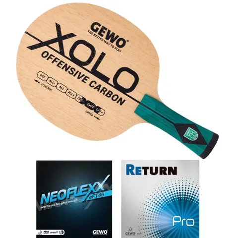 GEWO Schläger: Holz Xolo Offensive Carbon mit Neoflexx eFT 45 + Return Pro konkav