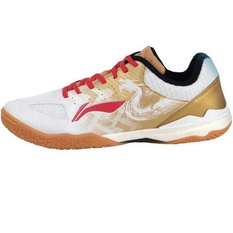 LI-NING Professional Tischtennis-Schuh Ma Long weiß/gold 8,0
