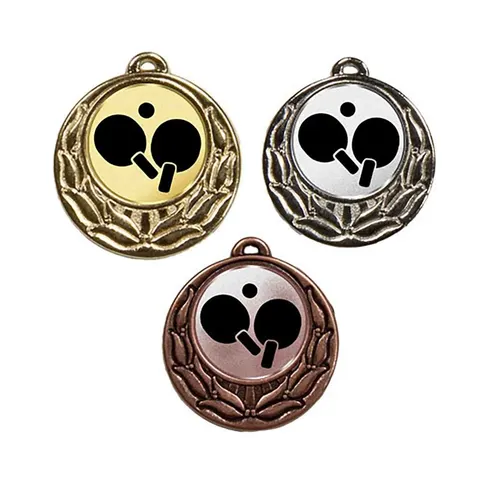 Medaille Rose mit Emblem und Kordel 40mm silber