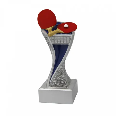 Pokal Trophäe TT-Schläger 14,5 cm silber/blau