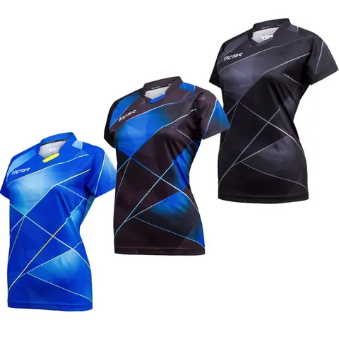 VICTAS Hemd V-Ladyshirt 226 schwarz/blau S